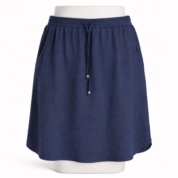 Susan Graver Dresses & Skirts - Susan Graver Navy Blue Skirt Drawstring Pockets L Athleisure Casual Boho Comfort